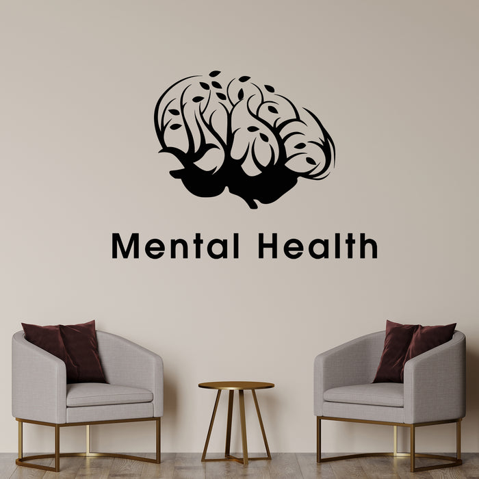 Vinyl Wall Decal Minimalist Brain Symbol Mental Health Care Stickers Mural (L160)