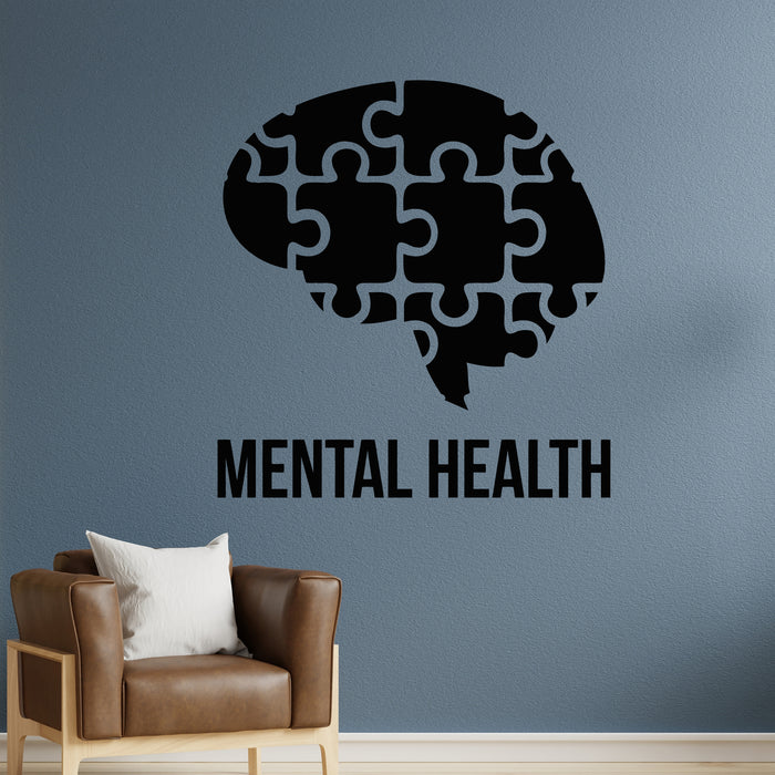 Vinyl Wall Decal Puzzle Decor Brain Logo Mental Health Creative Stickers Mural (g9806)