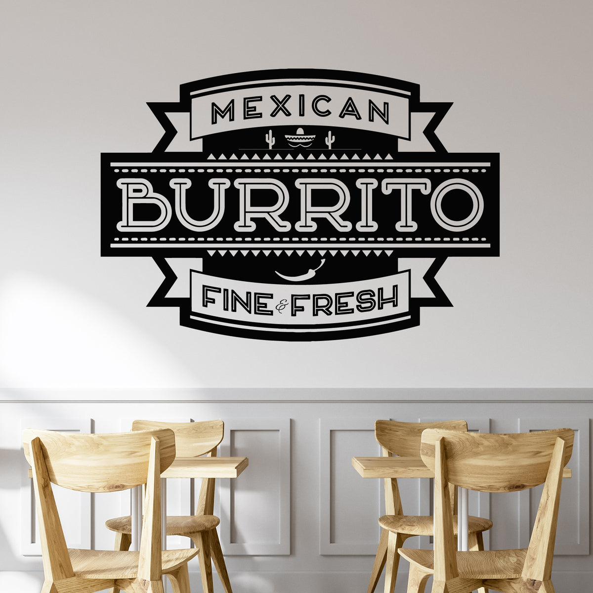 Vinyl Wall Decal Mexican Burrito Fresh Tasty Food Restaurant Stickers