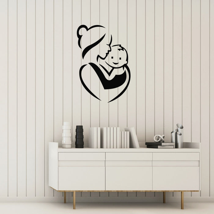 Vinyl Wall Decal Mom And Baby Symbol Happy Family Maternity Hospital Stickers Mural (g8649)