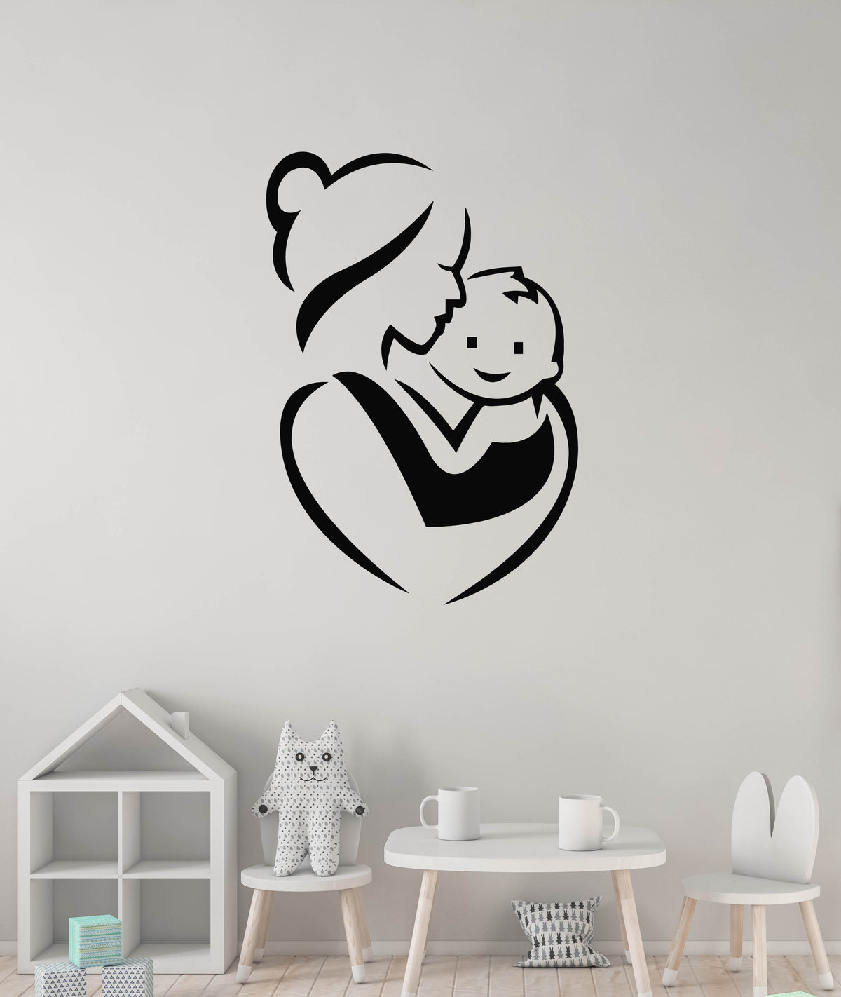 Vinyl Wall Decal Mom And Baby Symbol Happy Family Maternity Hospital S ...