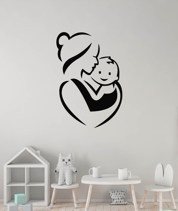 Vinyl Wall Decal Mom And Baby Symbol Happy Family Maternity Hospital Stickers Mural (g8649)