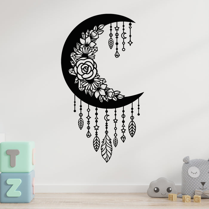 Vinyl Wall Decal Indian Amulet Dream Catcher Crescent Moon Stickers Mural (g9394)