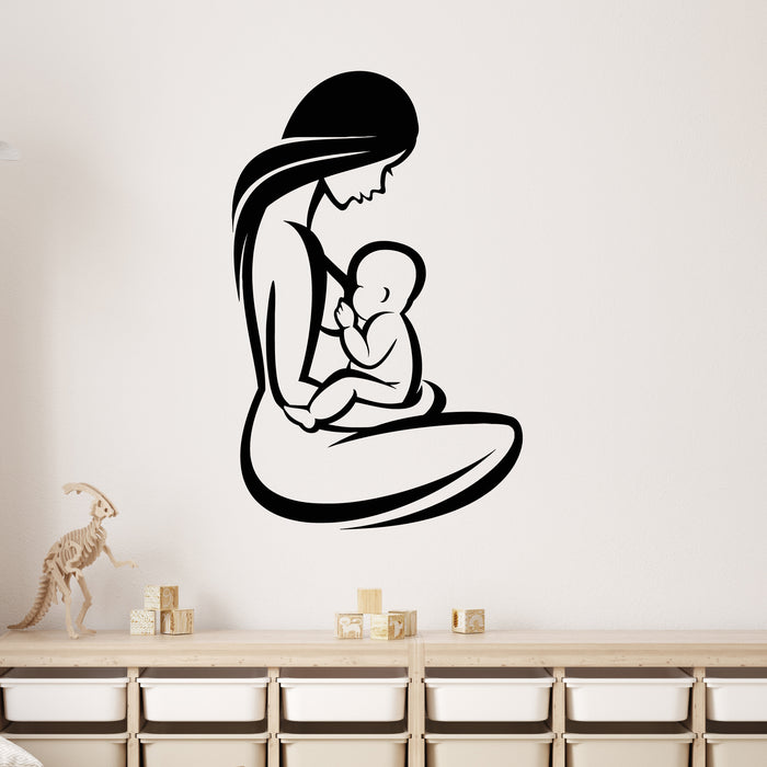 Vinyl Wall Decal Mom And Baby Breastfeeding Breast Milk Maternity Hospital Stickers Mural (g8940)
