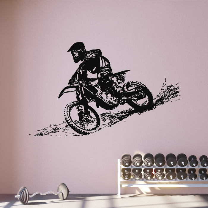 Vinyl Wall Decal Bike Motocross Rider Enduro Dirt  Extreme Decor Stickers Mural (L004)