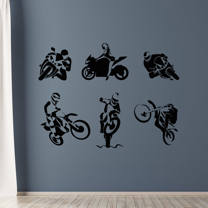 Vinyl Wall Decal Motorcycle Rider Extreme Motorbike Boys Room Stickers Mural (g9106)