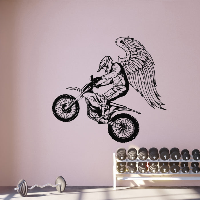 Vinyl Wall Decal Motorcycle With Wings Motocross Extreme Sport Stickers Mural (g9503)