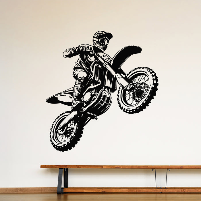 Vinyl Wall Decal Jumping Racer Riding Freestyle Motocross Stickers Mural (g9996)