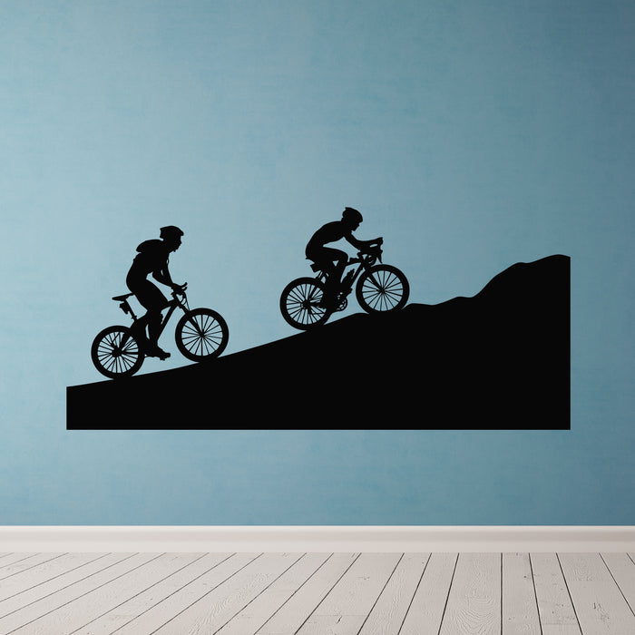 Vinyl Wall Decal Healthy Lifestyle Cyclists Bicycle Riders Mountain Stickers Mural (g9887)