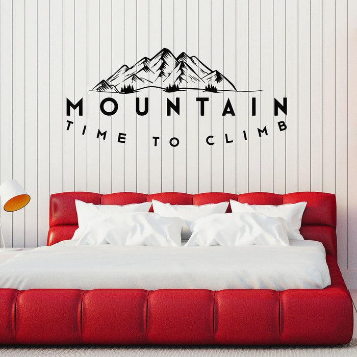 Vinyl Wall Decal Mountain Lettering Time To Climb Extreme Sport Stickers Mural (g8654)