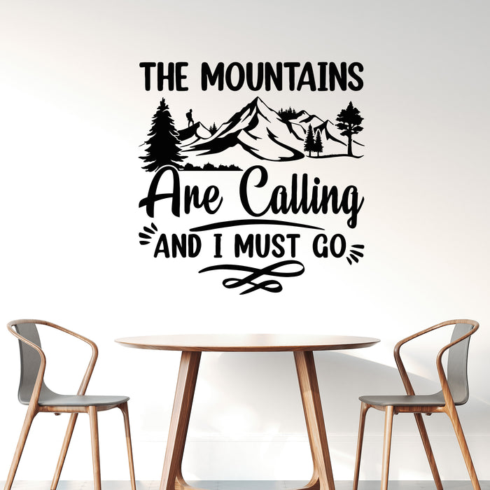 Vinyl Wall Decal Mountains Calling Adventure Camping Travel Stickers Mural (g9472)