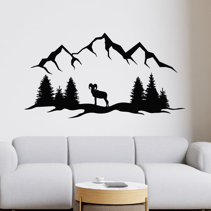 Vinyl Wall Decal Mountains Tourism Scenery Mountain Goat Stickers Mural (g9625)