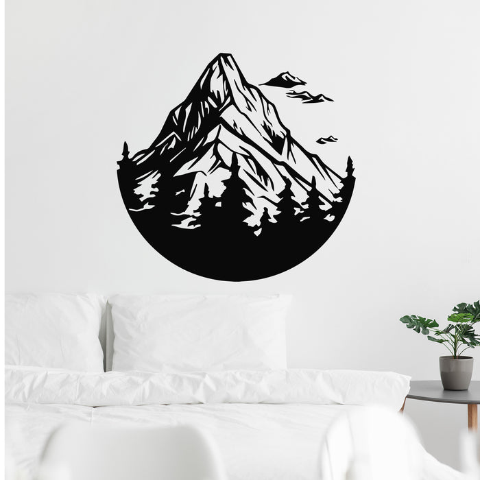Vinyl Wall Decal Nature Mountain With Fir trees And Landscape Stickers Mural (g9634)