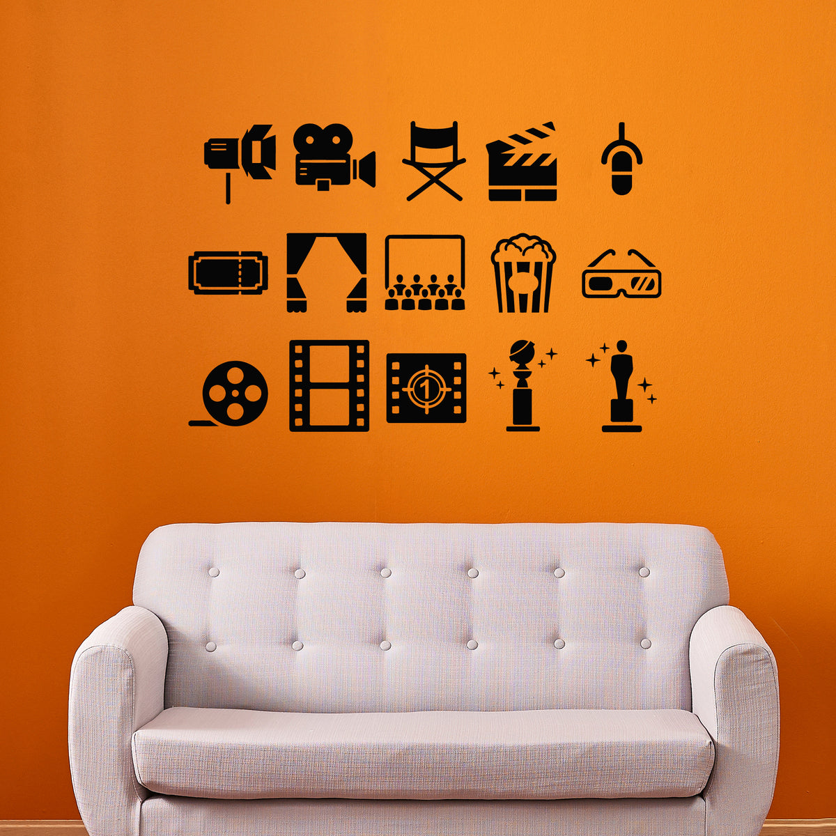 Vinyl Wall Decal Cinema Spotlight Movie Time Icons Film Logo Stickers