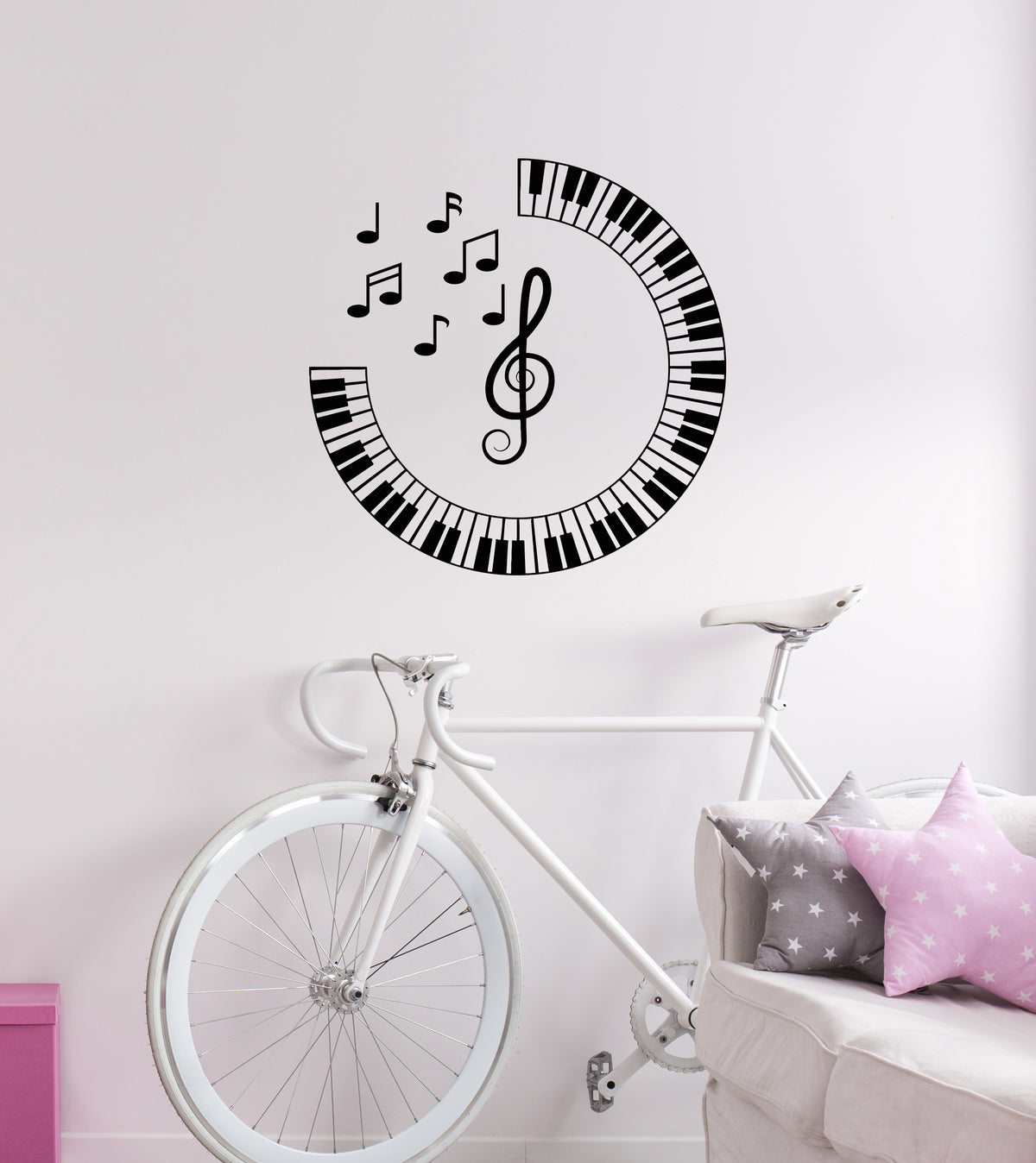 Vinyl Wall Decal Music Icon Musical Notes Piano Keys Circle Stickers M ...