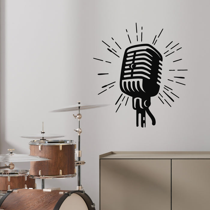 Vinyl Wall Decal Musical Art Microphone Radio Logo Musician Gift Stickers Mural (g9167)