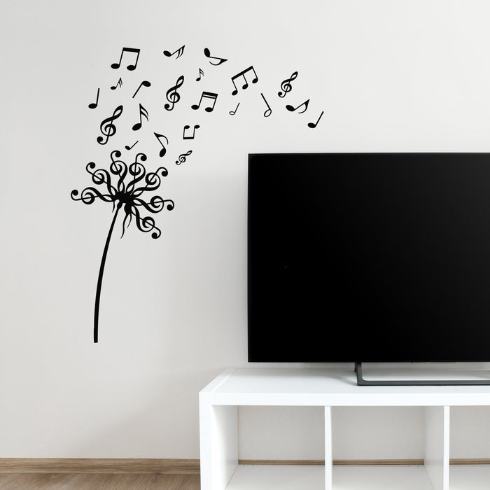 Vinyl Wall Decal Picture Dandelion Music Notes Musical School Stickers Mural (g9384)