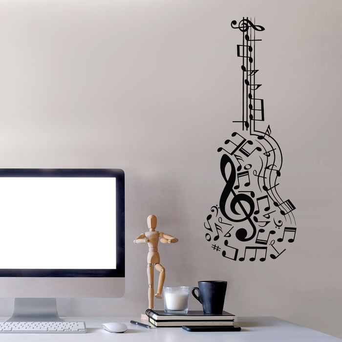 Vinyl Wall Decal Tuning Keys Treble Clef Abstract Guitar Musical Notes Stickers Mural (g9569)