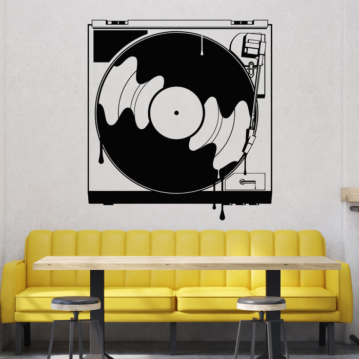 Vinyl Wall Decal Record Player Dripping Musical Turntable Decor Stickers Mural (g9743)