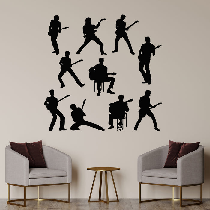 Vinyl Wall Decal Acoustic Guitar Player Sound Music School Interior Stickers Mural (g9867)