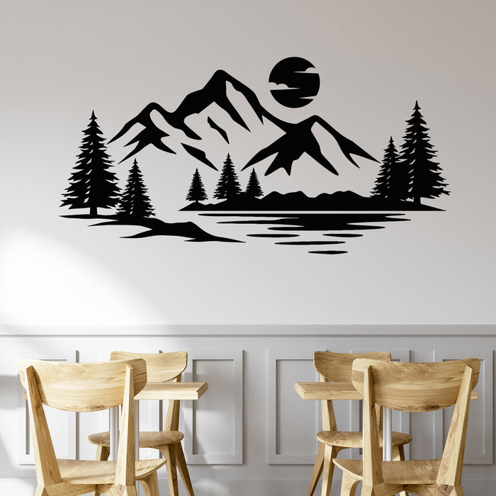 Vinyl Wall Decal Mountain Landscape Trees Nature Camper Decor Stickers Mural (g8967)