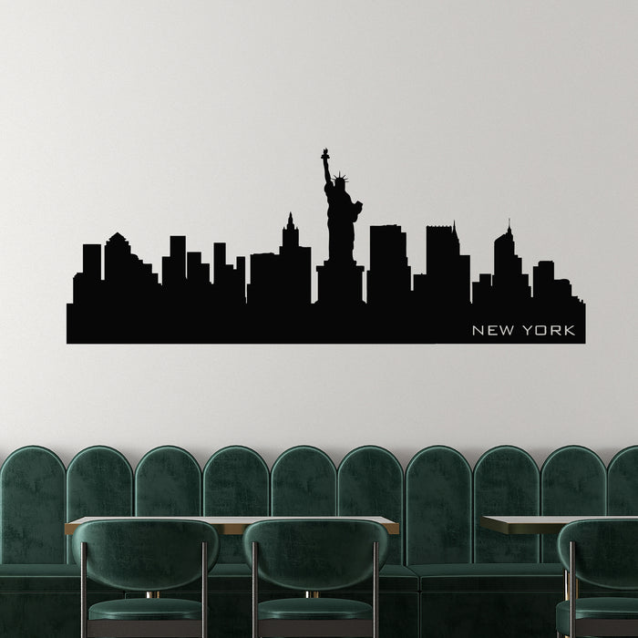 Vinyl Wall Decal Silhouette City Skylines New York Statue Of Liberty Stickers Mural (g9137)