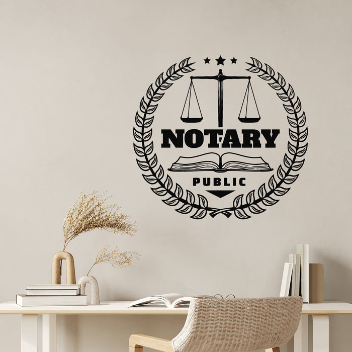 Vinyl Wall Decal Notary Public Notarial Office Law Open Book Stickers Mural (g9484)