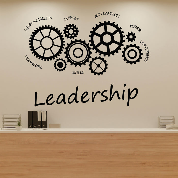 Vinyl Wall Decal Gears Mechanisms Leadership Teamwork Office Space Stickers Mural (L006)
