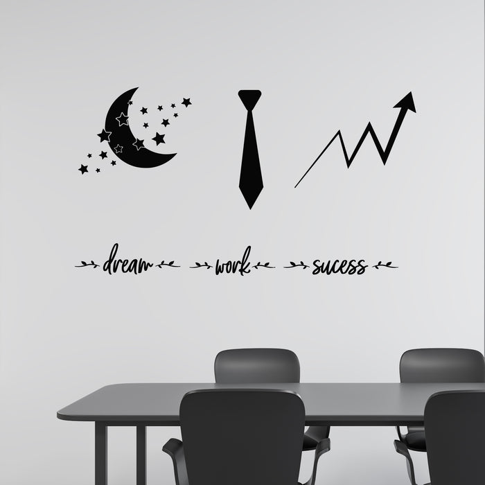 Vinyl Wall Decal Tie Crescent Stars Growth Trend Chart Office Decor Stickers Mural (L026)