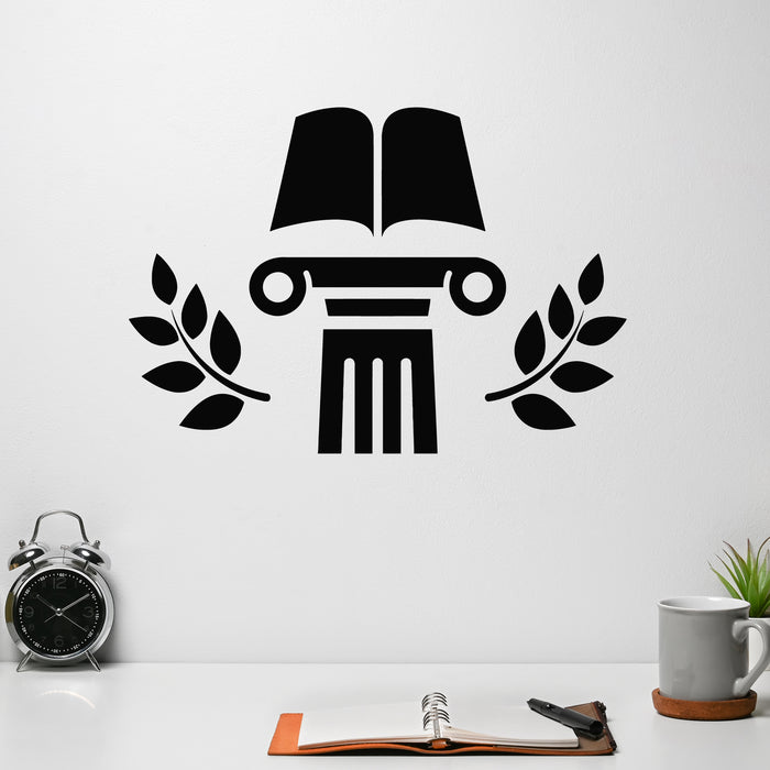 Vinyl Wall Decal Roman Columns Education Logo Simple Open Book Stickers Mural (g8852)