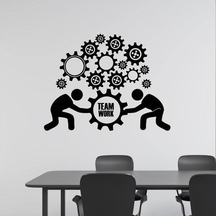 Vinyl Wall Decal Teamwork Gears Design Office Space Decor Stickers Mural (g9861)