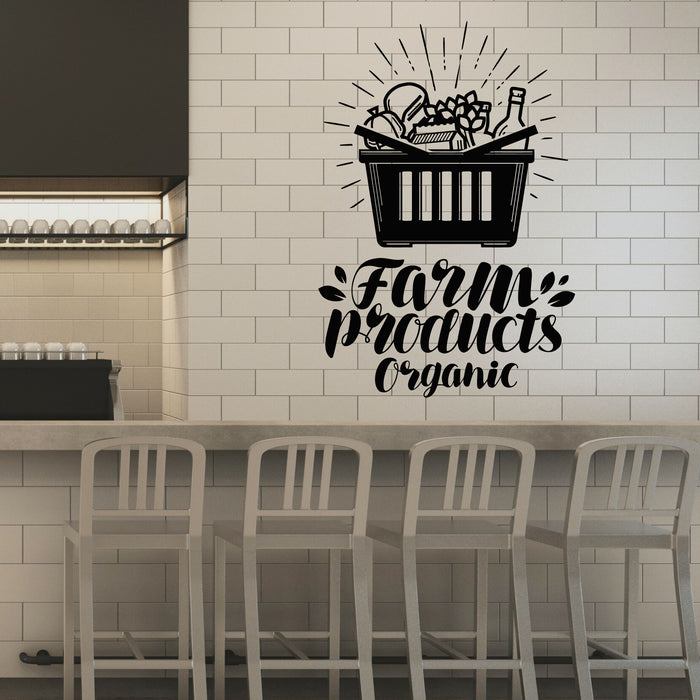 Vinyl Wall Decal Farm Products Organic Store Grocery Cart Stickers Mural (g8514)