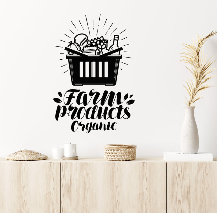 Vinyl Wall Decal Farm Products Organic Store Grocery Cart Stickers Mural (g8514)