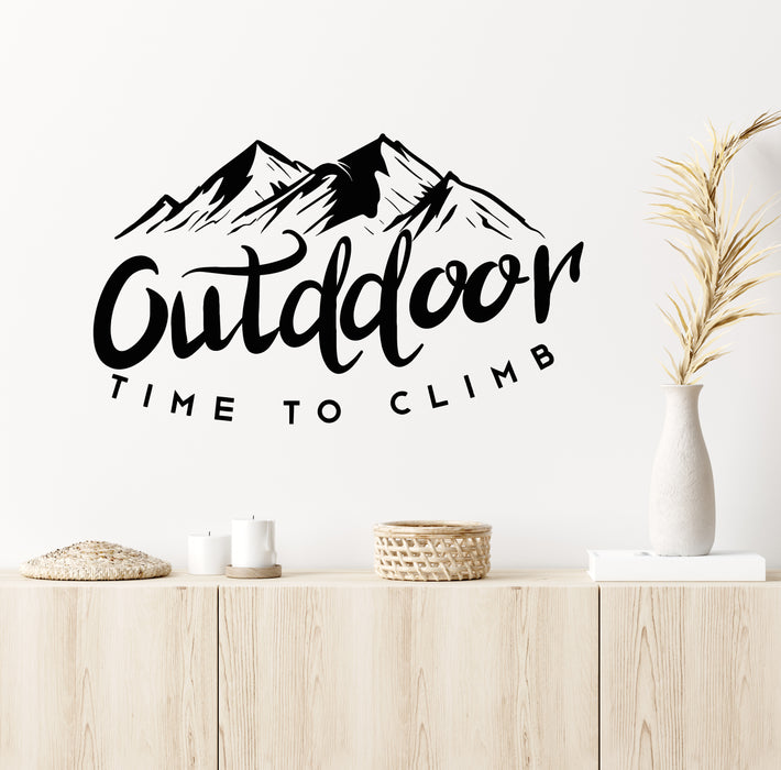 Vinyl Wall Decal Quote Words Outdoor Time To Climb Mountains Stickers Mural (g8542)