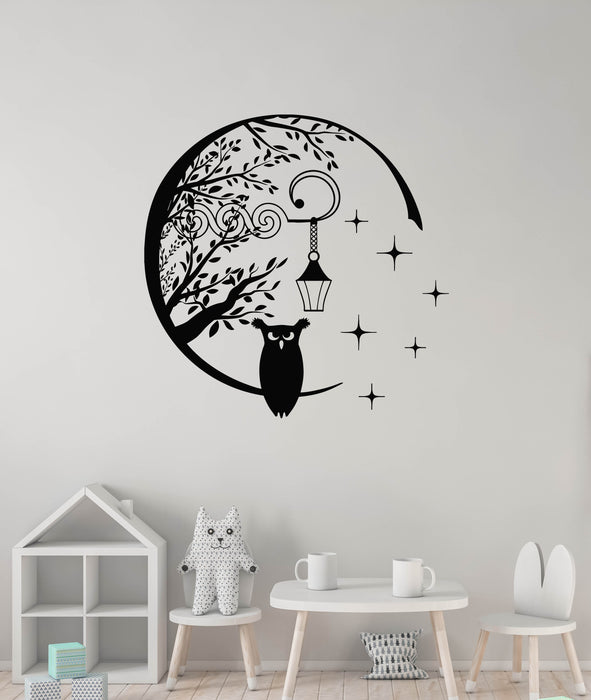 Vinyl Wall Decal Fairy Owl Silhouette Lantern Starry Night Stickers Mural (g8522)