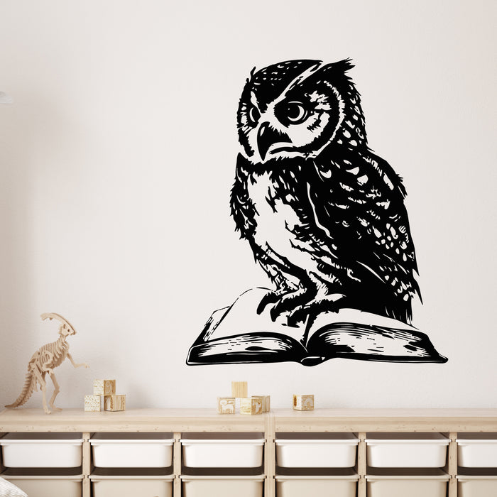 Vinyl Wall Decal Owl Animal Open Book Knowledge School Decor Stickers Mural (g9786)