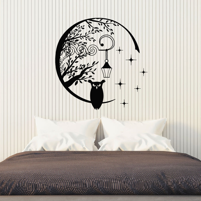 Vinyl Wall Decal Fairy Owl Silhouette Lantern Starry Night Stickers Mural (g8522)