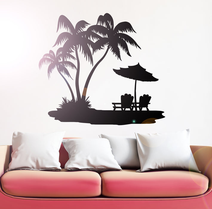 Wall Decal Palm Tree Beach Living Room Relax Art Vinyl Stickers Mural Unique Gift (ig2841)