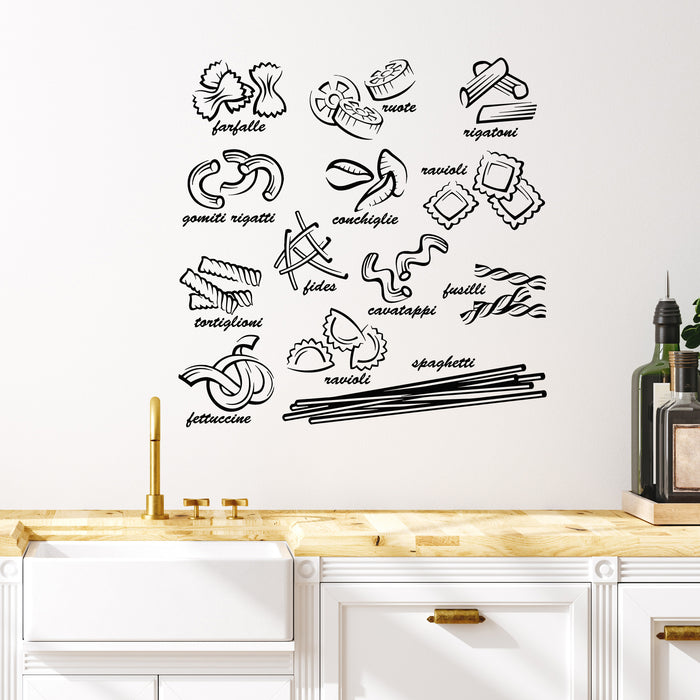 Vinyl Wall Decal Pasta Pattern Italian Restaurant Spaghetti Stickers Mural (L064)