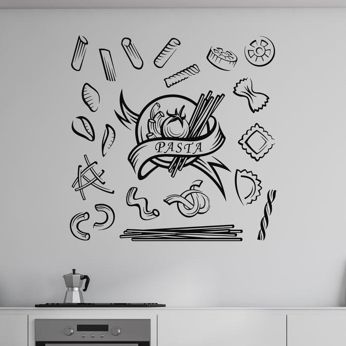 Vinyl Wall Decal Hand Drawn Pasta Set Italian Tasty Food Decor Stickers Mural (g8937)