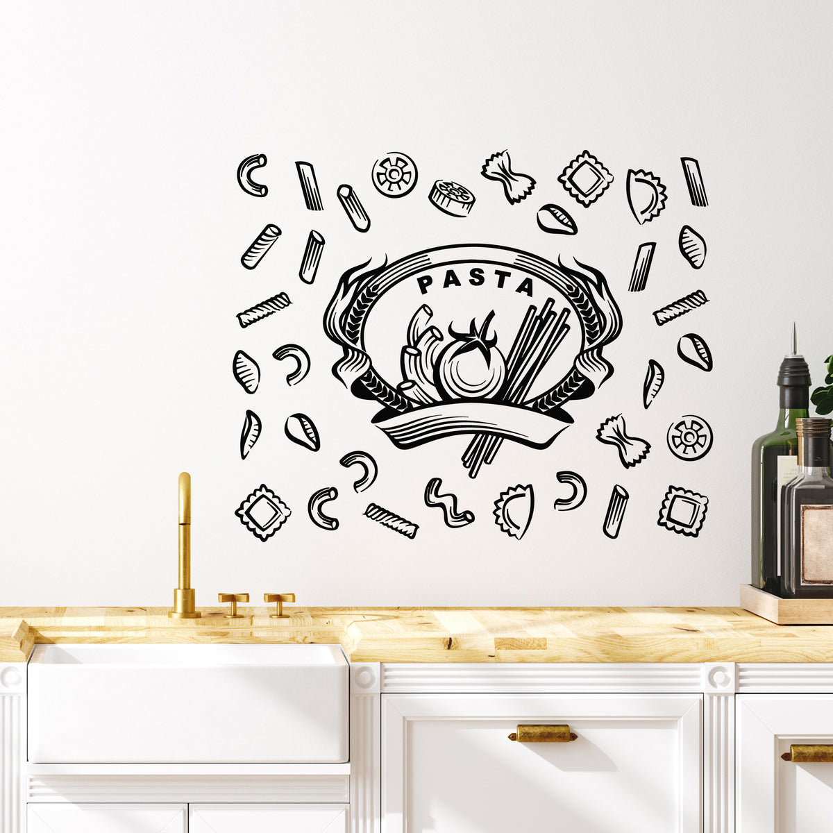 Pasta Sticker Vinyl Wall Decal Spaghetti Pasta Collection Italian Traditions Food St ...