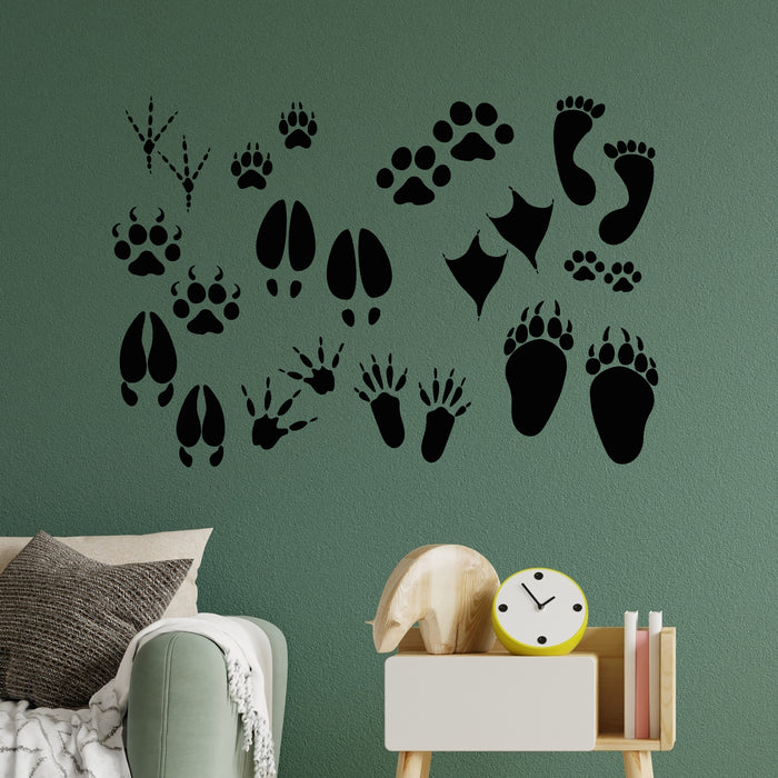 Vinyl Wall Decal Foot Print Traces Of Animals Birds Pets Shop Stickers Mural (g9249)