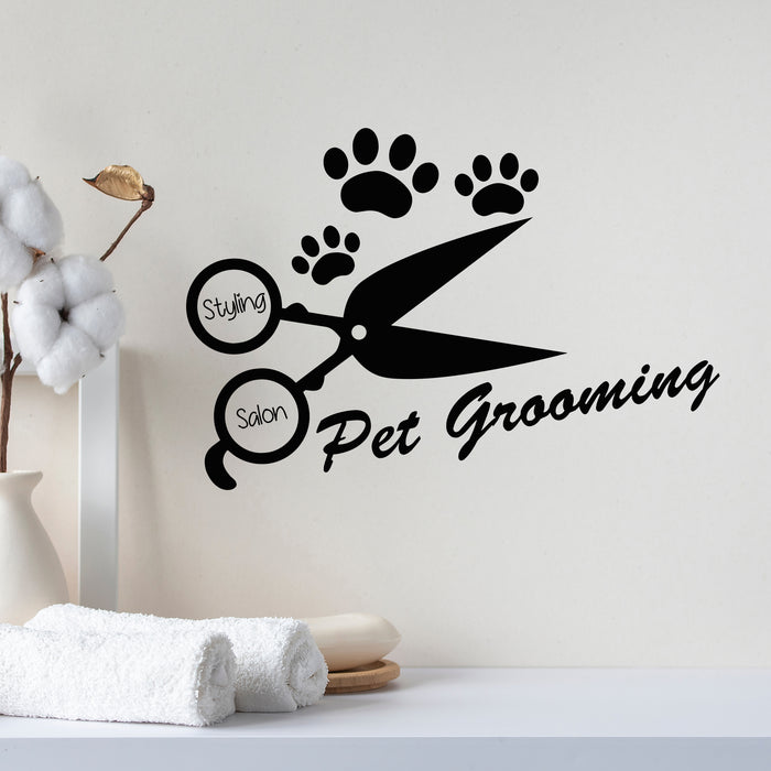 Vinyl Wall Decal Pet Grooming Styling Salon Scissors Signboard Stickers Unique Gift (1429ig)