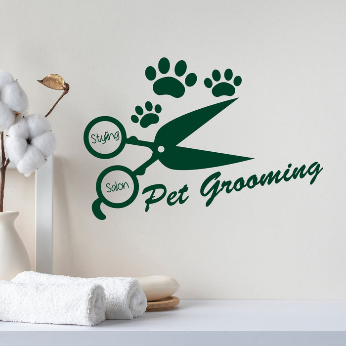 Vinyl Wall Decal Pet Grooming Styling Salon Scissors Signboard Stickers Unique Gift (1429ig)