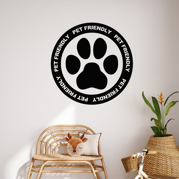 Vinyl Wall Decal Pet Friendly Pet Shop Logo Paw Print Decor Stickers Mural (g9544)