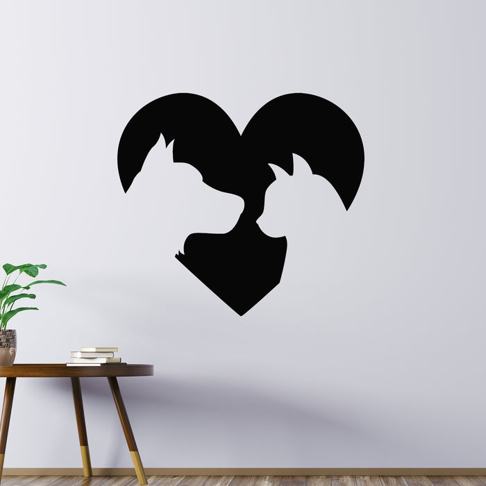 Vinyl Wall Decal Heart Silhouette Pets Love Care Pet Shop Nursery Decor Stickers Mural (g9369)