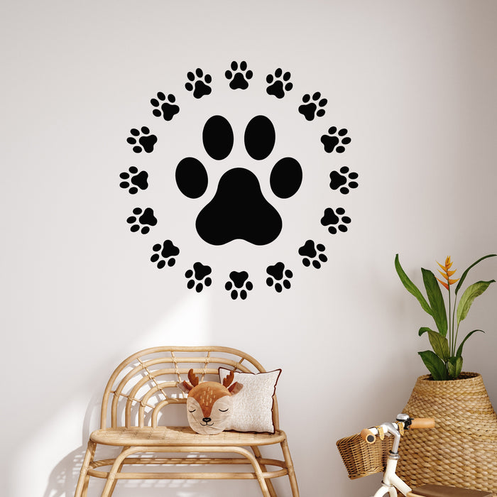Vinyl Wall Decal Dog Tracking Paw Print Set Pets Shop Pets Vet Clinic Stickers Mural (g9166)