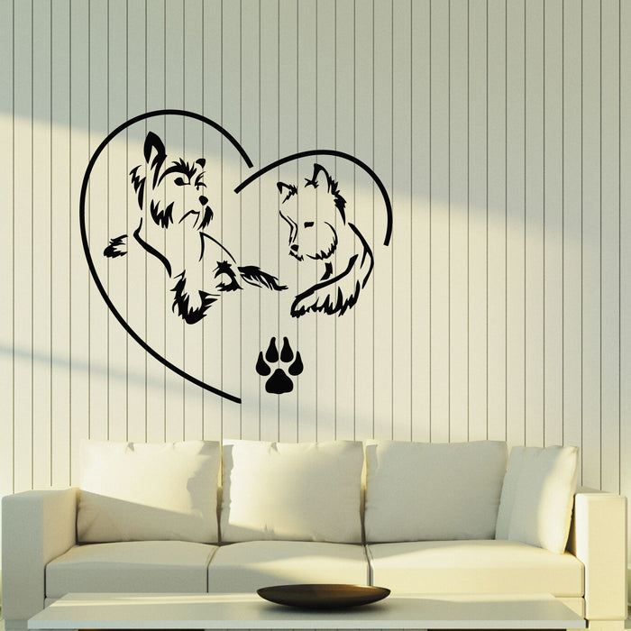 Vinyl Wall Decal Couple Dogs Heart Symbol Pets Love Nursery Decor Stickers Mural (g8689)