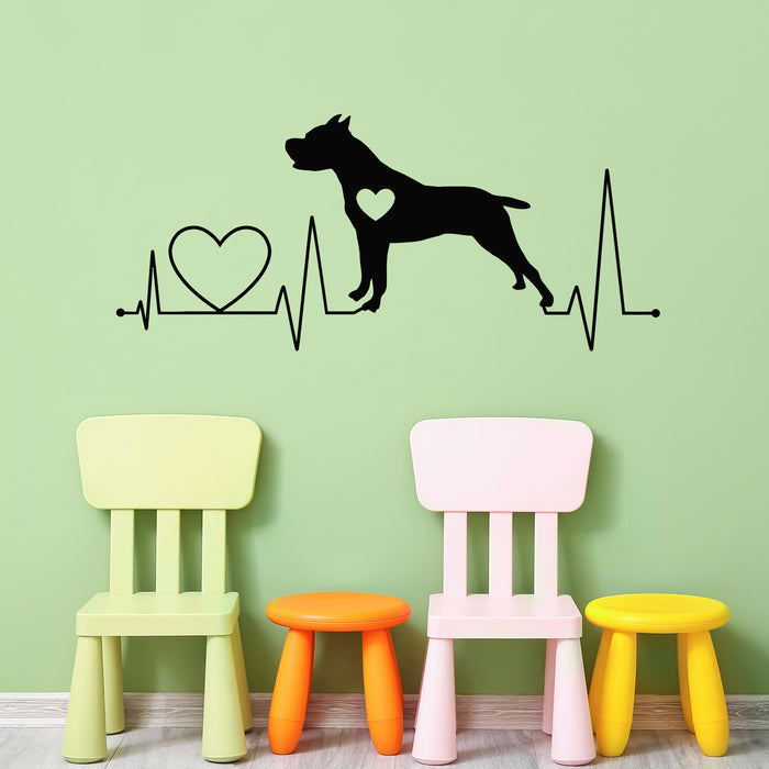 Vinyl Wall Decal I Love Dog Pets Care Heartbeat Cardiogram Stickers Mural (g9127)