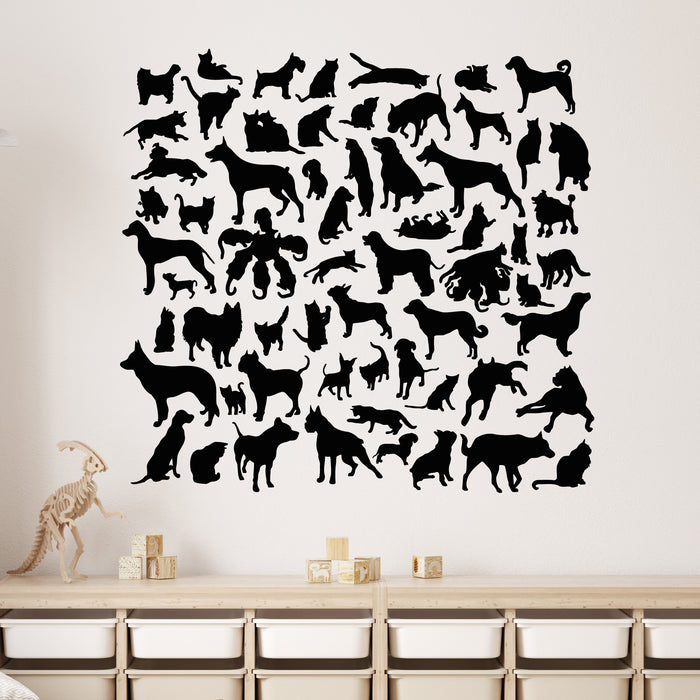 Vinyl Wall Decal Cats Dogs Patterns Pets Grooming Care Decor Stickers Mural (g9307)